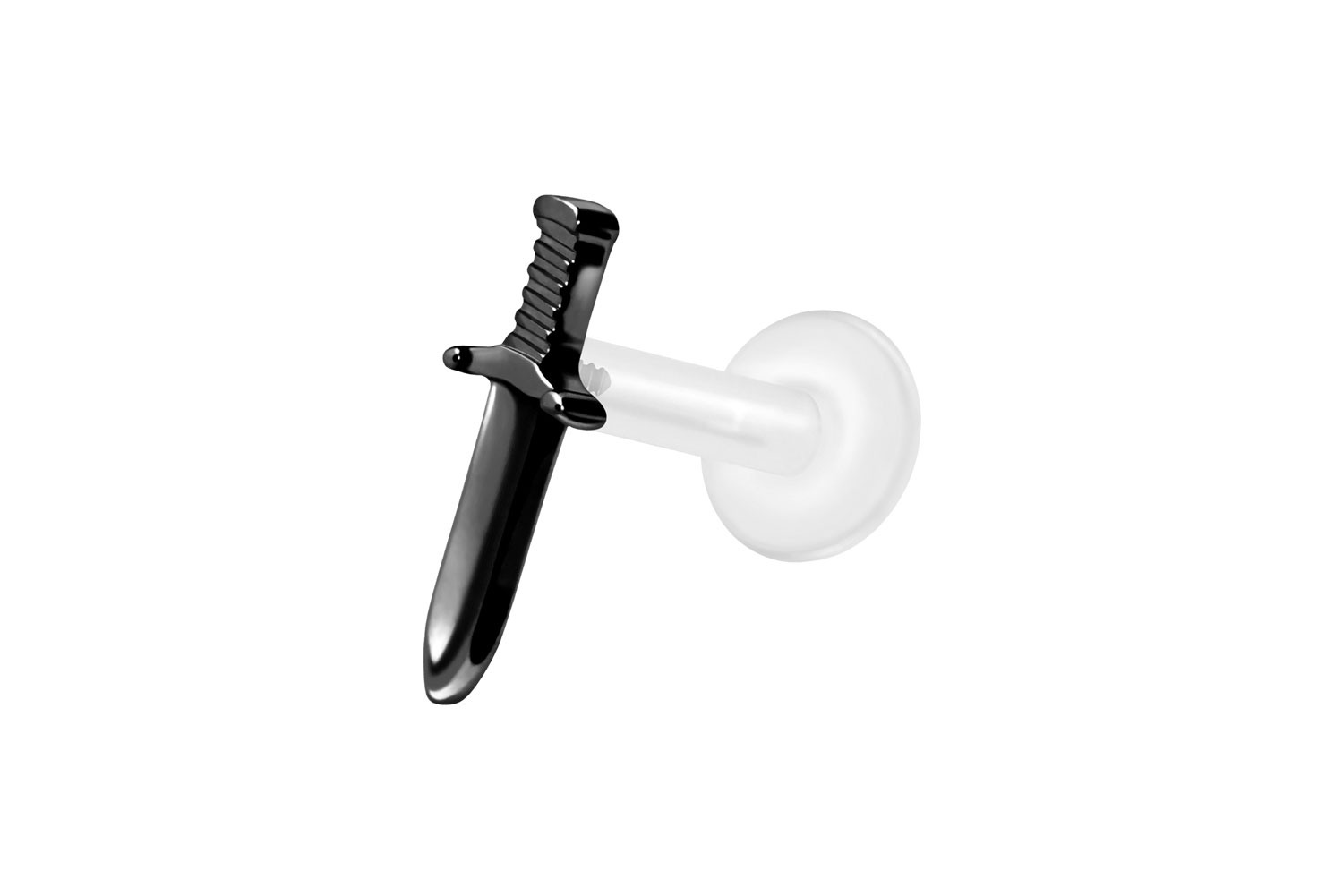 PTFE Labret Piercing mit Innengewinde + Titan-Aufsatz SCHWERT